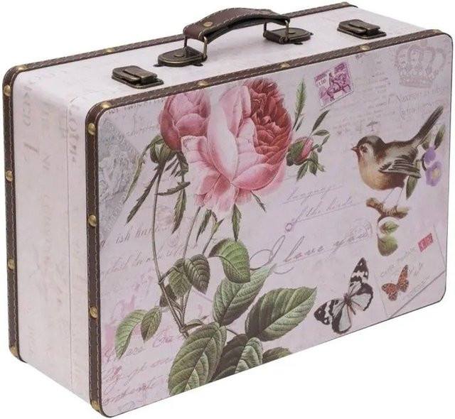 HMF VKO102 Vintage Koffer Truhe Holzkiste aus Holz in Rose, B/T/H: 38 x 26 x 13 cm - Bild 1
