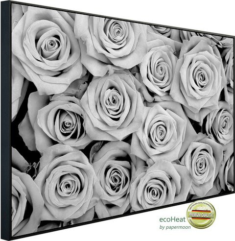 papermoon EcoHeat Infrarotheizung mit Blumen-Design in Schwarz und Weiss, Matt-Effekt, mit App-Steuerung und Überhitzungsschutz - Bild 1