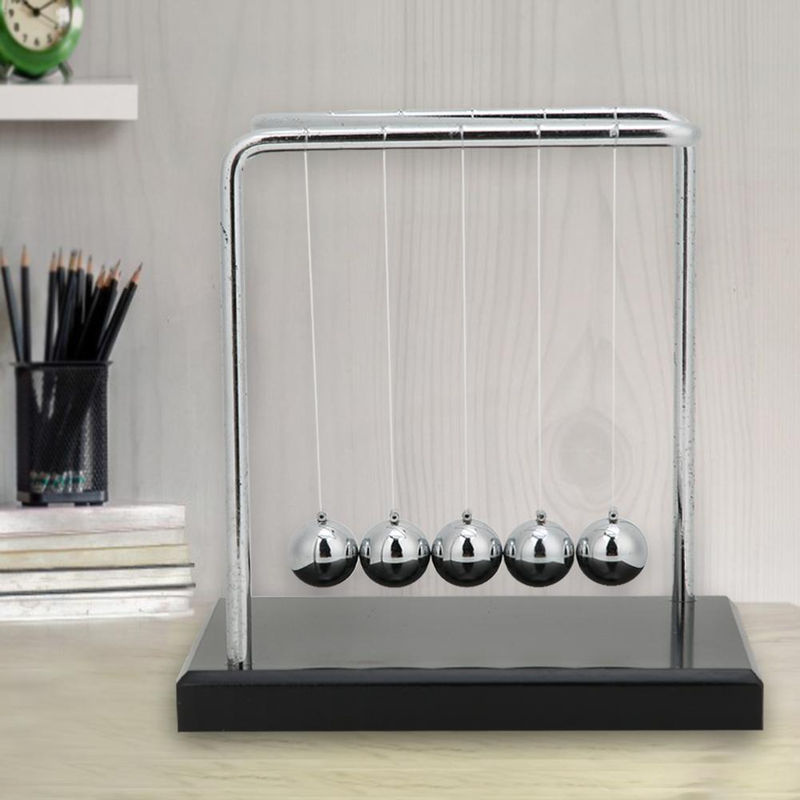 Tooarts Z Typ Pendelkugel Ornament aus Metall und Holz in Silber für modernes Wohnen und Büro - Bild 4