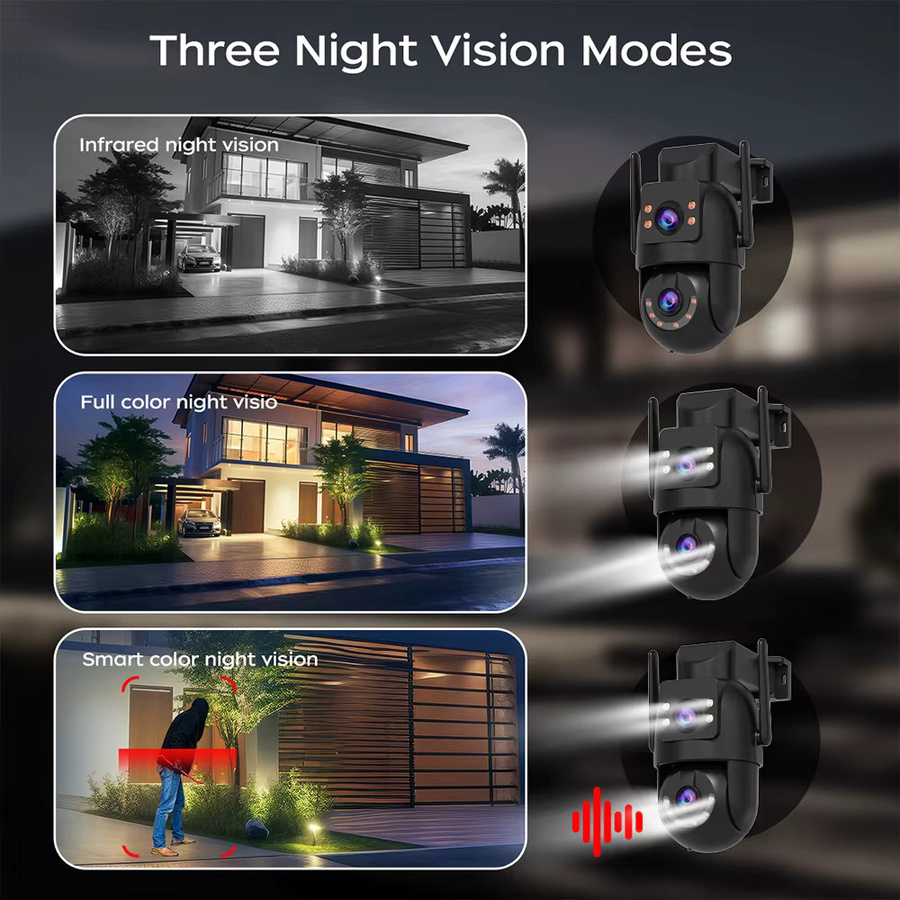 Jooah 4K 8MP Außenüberwachungskamera mit Doppellinse, 5G WLAN IP HD, Vollfarbige Nachtsicht CCTV Heimsicherheitskamera in Schwarz - Bild 6