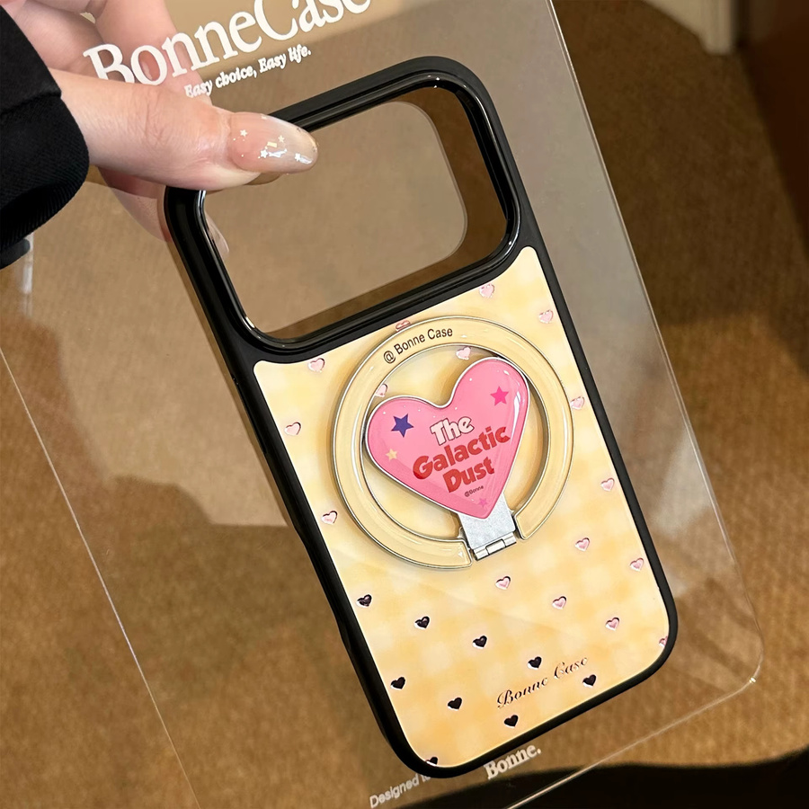 Apple iPhone Handyhülle mit Koreanischem Gittermuster und Liebesherz, magnetische Halterung, stoßfeste Hartschale für iPhone 17, 16, 15, 14, 13, 12 Pro Max - Bild 4