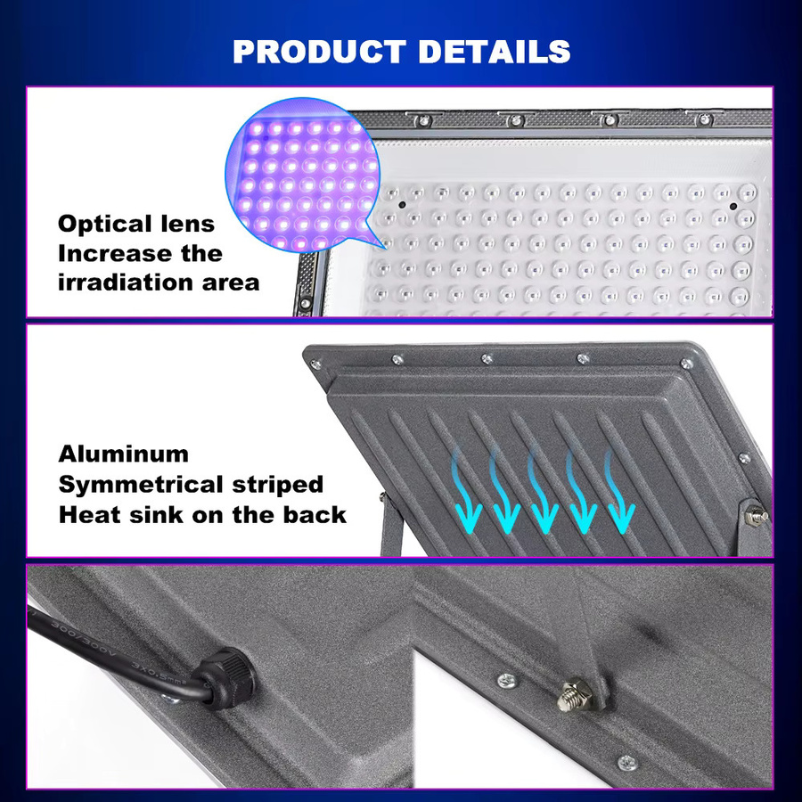 YNL LED UV Flutlicht Schwarzlicht Wasserdicht für Party und Outdoor in Schwarz - Bild 3