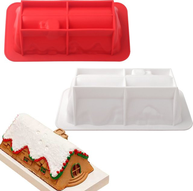 Meibum Silikon Backform Weihnachten Schnee Haus für Mousse und Dessert - Bild 1