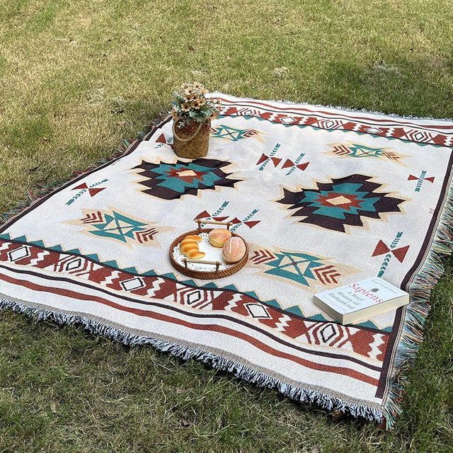 Böhmische Campingdecke von Binchi Garden, feuchtigkeitsbeständige Picknickmatte und Outdoor-Matte in Multicolour, B/B: 90 x 150 cm - Bild 1