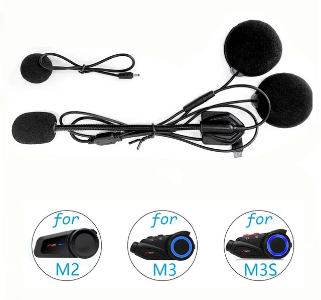 Maxto 2-in-1 Kopfhörer und Mikrofon Set in Schwarz für Motorradhelme M2 M2C M3 M3S kompatibel - Bild 1