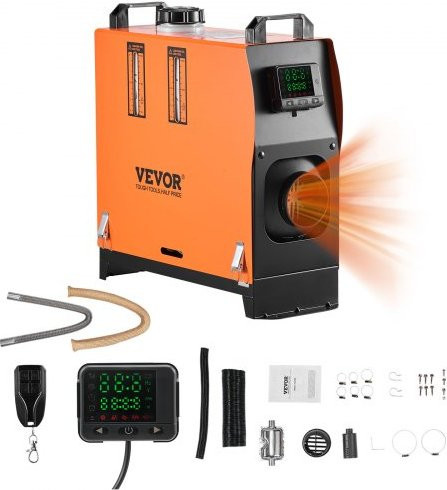 VEVOR Dieselheizung 5-8KW 12/24V mit Fernbedienung, Diesel Luft Standheizung in Orange mit digitaler Farbanzeige und Sprachansage - Bild 1