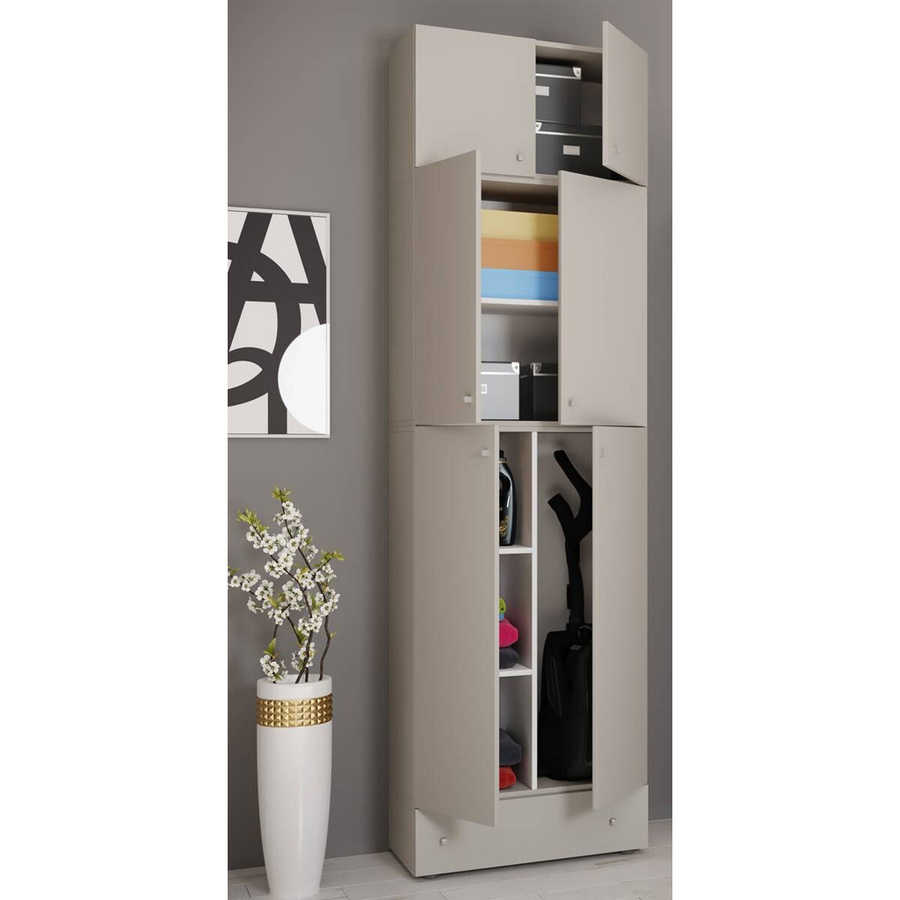 VCM Besenschrank Lona Mehrzweckschrank mit Aufsatz und Schublade Grau Weiß H x B x T: 240 x 70 x 39 cm - Bild 3