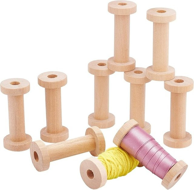 10 Stück leere Holzspulen für Stickgarn und Draht zum Nähen und Sticken, Durchmesser: 7 cm - Bild 1