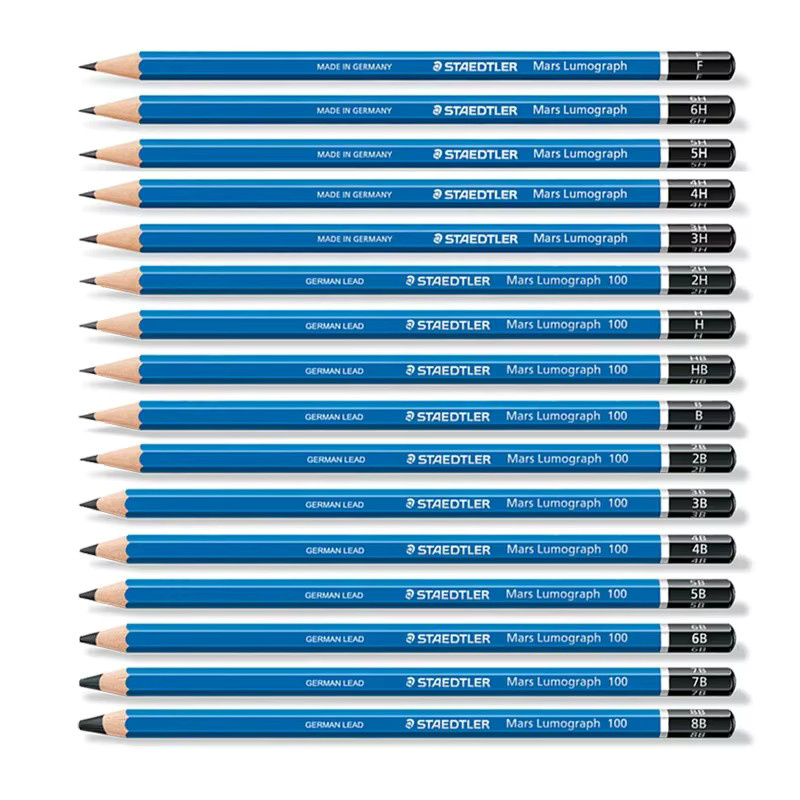 Staedtler Mars Lumograph Graphit-Künstler-Skizzenstifte HB in Grau und Blau mit bruchsicherer Mine für Profis - Bild 2