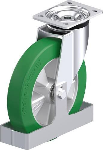 Blickle L-ALST 250K-3-FS Stahlblech-Lenkrolle in Silber und Grün mit 250 mm Rad-Durchmesser und 500 kg Tragfähigkeit - Bild 1