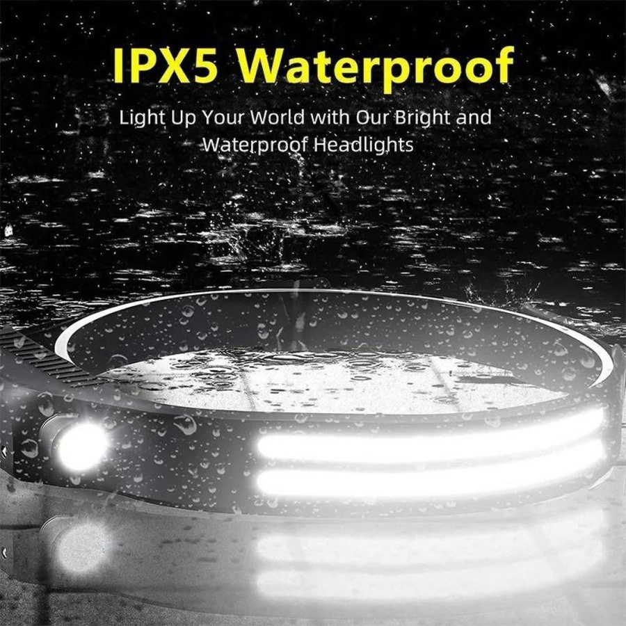 YWZT Outdoor LED Stirnlampe mit COB-LED und 1500mAh Akku, USB wiederaufladbare Induktions-Stirnleuchte für Camping und Angeln - Bild 5