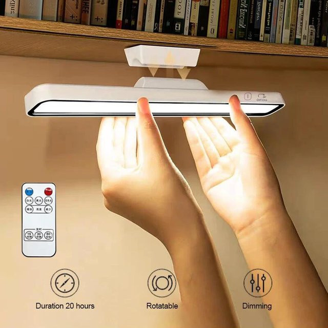 VENUSWING LED-Schreibtischlampe in Weiß, magnetisch und USB wiederaufladbar, dimmbar mit Fernbedienung als Nachtlicht oder Leselampe - Bild 1
