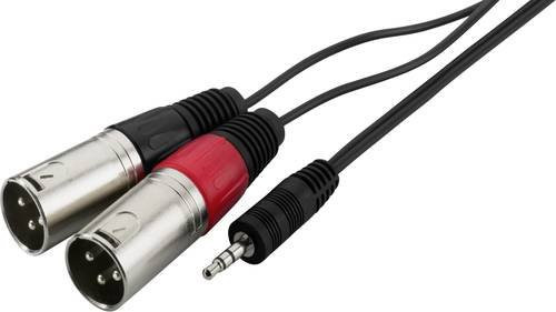 Monacor Audio Adapterkabel Schwarz mit 2x XLR-Stecker und 1x 3,5 mm Klinkenstecker, Länge: 1 m - Bild 1