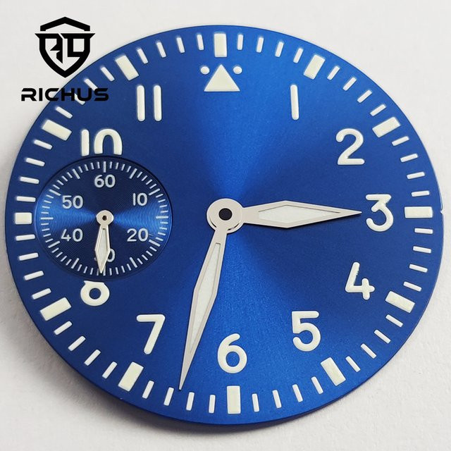 RICHUS Zifferblatt, 37 mm, grün leuchtend, passend für ETA6497 ST3600, Unisex - Bild 1