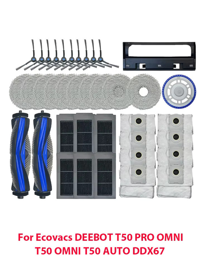 Ecovacs Ersatzteil-Set für DEEBOT T50 PRO OMNI und T50 AUTO mit Hauptbürste, Seitenbürste, Wischmopp, HEPA-Filter und Staubbeuteln - Bild 3