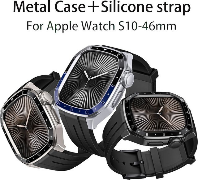 Apple Uhrenarmband Silikon, Metallgehäuse, Apple Watch 46 mm, Unisex - Bild 1