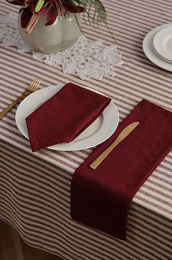 Jotex LINUS Serviette Leinen-Mix Rot 2er-Pack B/B: 45,0 x 45,0 cm - Bild 1
