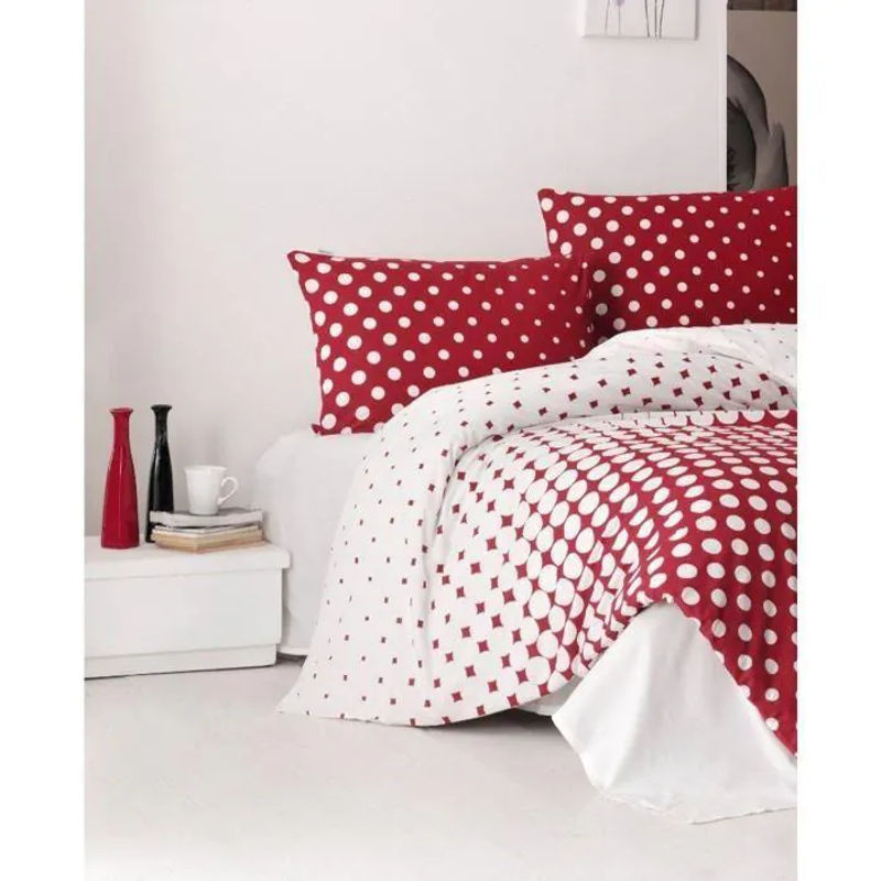 Bettwäsche-Set aus 100% Baumwolle in Rot mit 1 Bettbezug (Breite: 220 cm, Höhe: 240 cm) und 2 Kissenbezügen (Breite: 60 cm, Höhe: 60 cm) - Bild 4
