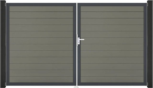GroJa Solid Steckzaun Tor Doppelflügelig DIN Rechts DB in Grau - Bild 1