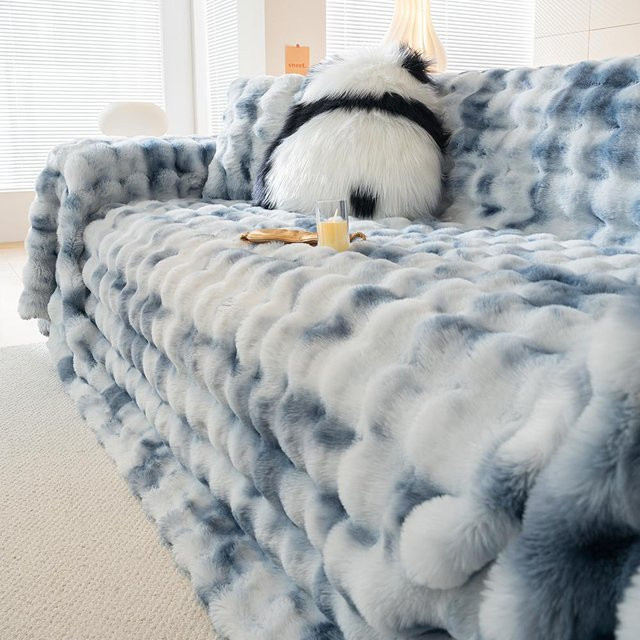 Weiche Fleece-Decke als Couchbezug für Sessel und Sofas in Blau, B/B: 180 x 180 cm - Bild 1