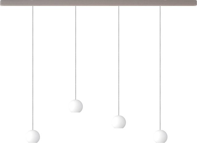 KOMOT KOS Quattro S LED-Pendelleuchte Schiene, Farbe: Nickel matt/Edelstahl/Weiß, Material: Edelstahl und mundgeblasenes Opalglas, Länge: 150 cm, mit Tunable White (2200K - 4200K) - Bild 1