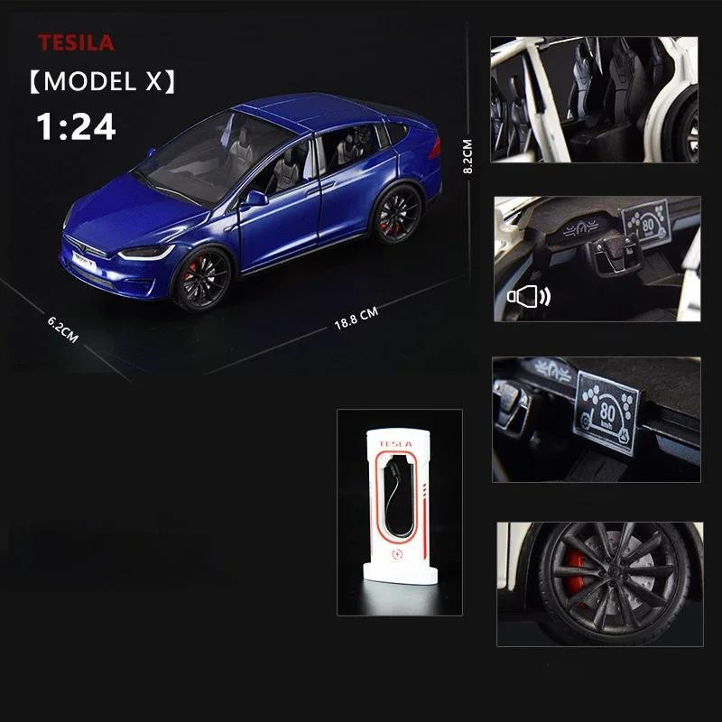 JJRC TOP Tesla Model X Tesla Model 3 Spielzeugauto, 1:24, blau, mit Licht und Sound - Bild 2