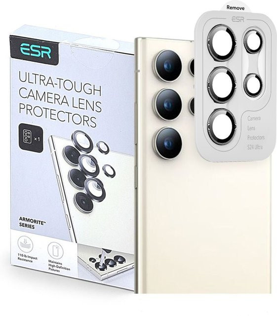 ESR Armorite Schutzfolie aus gehärtetem Glas für die Rückkamera des Samsung Galaxy S25 Ultra S938, Schwarz - Bild 1
