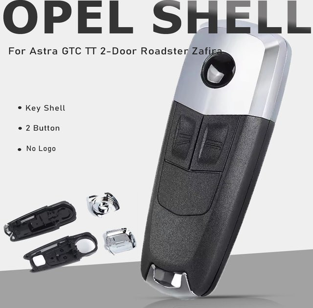 KEYECU Remote Key Shell Case Ersatzgehäuse für Opel Astra GTC TT 2-Türer Roadster und Zafira, 2 Tasten, Schwarz, ohne Logo - Bild 1