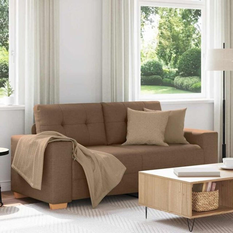 Vidaxl Loveseat-Sofa Braun Modernes 2-Sitzer Polster aus Stoff und Polyester mit Breite: 140 cm - Bild 1
