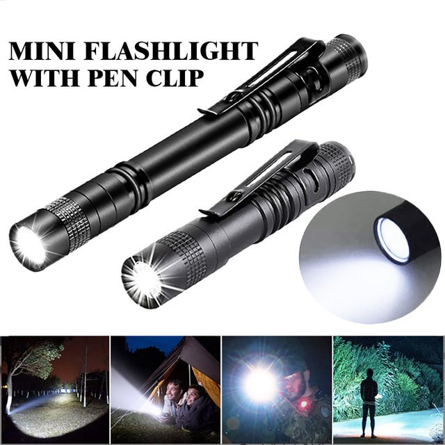 XIWANGFIRE Mini-LED-Taschenlampe in Schwarz, tragbare Taschenstiftleuchte mit 1000 Lumen, wasserdichte Metall-Taschenlampe für medizinische Notfälle und Outdoor-Einsätze, betrieben mit AAA-Batterie - Bild 1