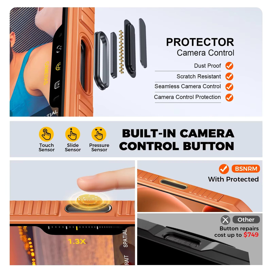 BANGZAO Geldbörse Hülle für iPhone 17 Pro Max mit Kartenhalter für 4 Karten, Kamerabdeckung und Ständer, Orange - Bild 2