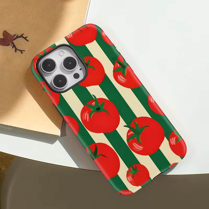 Fcicicase MagSafe Handyhülle mit Tomatenmuster für iPhone 12 13 14 15 16 17 Pro Max Plus Air, 2-in-1 Magnetisches Etui, Multicolour - Bild 4