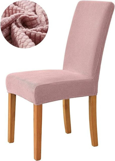 Universal Stretch Stuhlbezug aus Polar-Fleece mit Rückenlehne in Pink für Esszimmerstühle - Bild 1