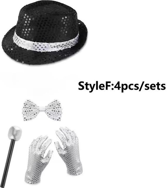 Michael Jackson Cosplay Requisite, Hut mit Perücke Handschuh Brillen, Set - Bild 1