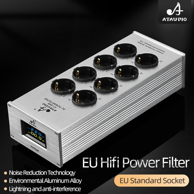 Hi-End EU Hifi Leistungsfilter Audio-Reiniger und Leistungskonditionierer mit EU-Steckdosenleiste in Schwarz oder Silber - Bild 1