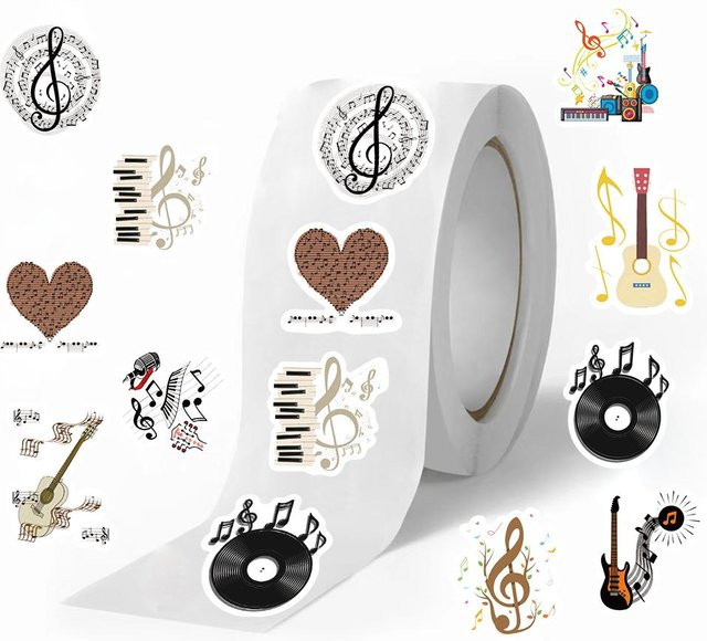 500 Stück Osine Musik Vinyl Rollenaufkleber in Multicolour für Scrapbooks, Umschläge und Dekorationen - Bild 1