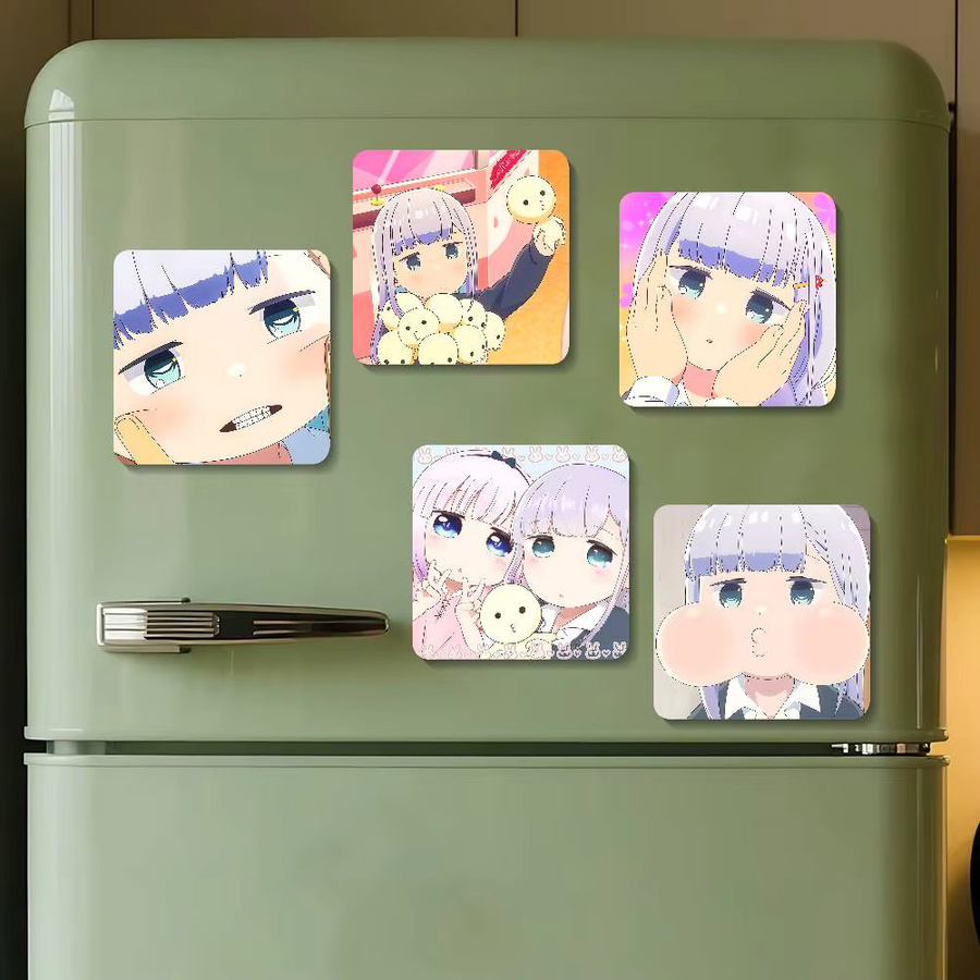 Anime Aharen-san Wa Hakarenai Kühlschrankmagnet quadratisch, bunter magnetischer Aufkleber - Bild 3