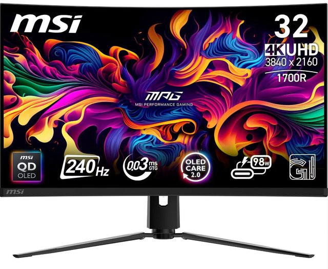 MSI MPG 321CURXDE QD-OLED Gaming Monitor, 31,5 Zoll, 4K UHD, Schwarz, Curved, 240 Hz - Bild 2