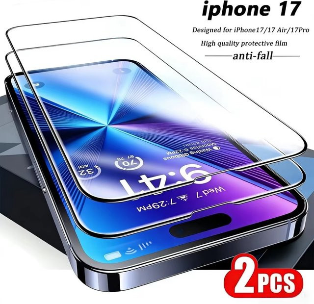 2er-Pack Gehärtetes Glas Schutzfolie für Apple iPhone 17 Pro Max, 16, 15, 14, 13, 12, 11, SE und andere Modelle, Transparent - Bild 1