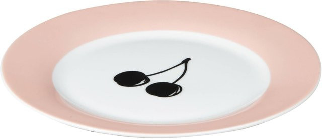Benetton Dessertteller Fruits aus Porzellan in Pink mit floralem Design, Durchmesser: 20 cm - Bild 1