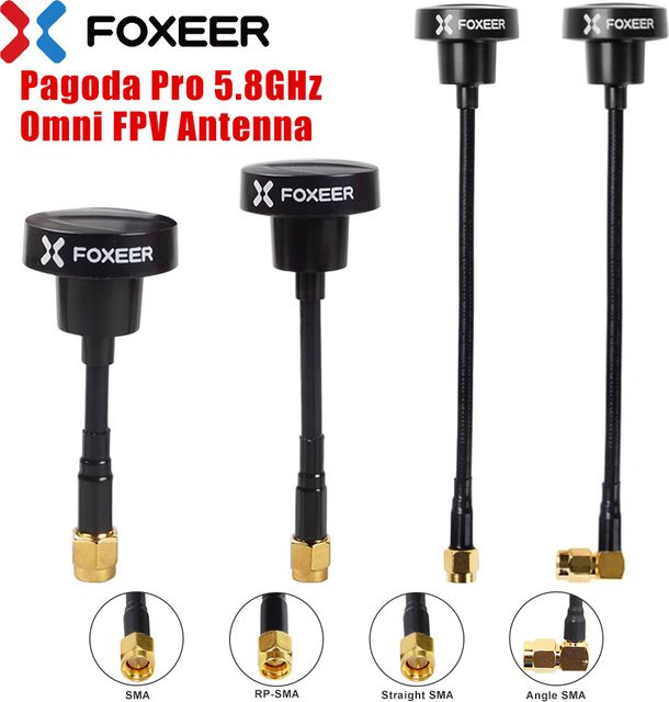Foxeer Pagode Pro 5,8 GHz Omni Antenne RHCP mit SMA und RP-SMA für RC Drohnen, Schwarz - Bild 1