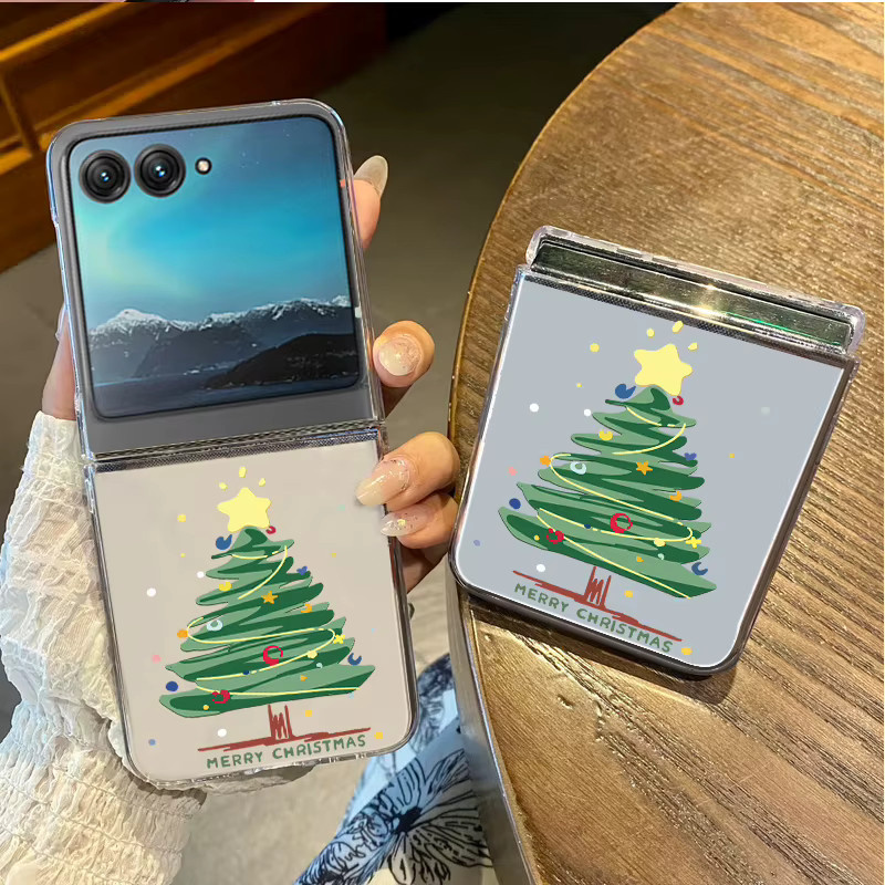 Stoßfeste transparente Handyhülle mit Weihnachtsbaum-Design für Motorola Razr 40 50 Ultra, Razr 40 und Razr 50, faltbare Schutzhülle aus hartem PC - Bild 3