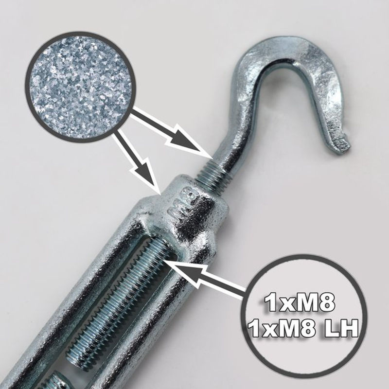Aquagart 100 Seilspanner für Wildzaun und Forstzaun mit 2 Haken aus verzinktem Stahl in Silber - Bild 2