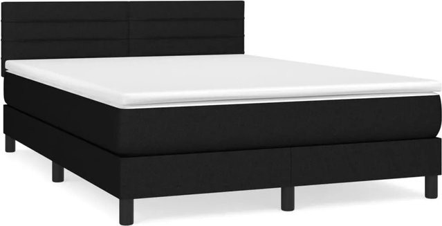 vidaXL Boxspringbett mit Matratze Schwarz Stoff B/T/H: 140 x 190 cm - Bild 1