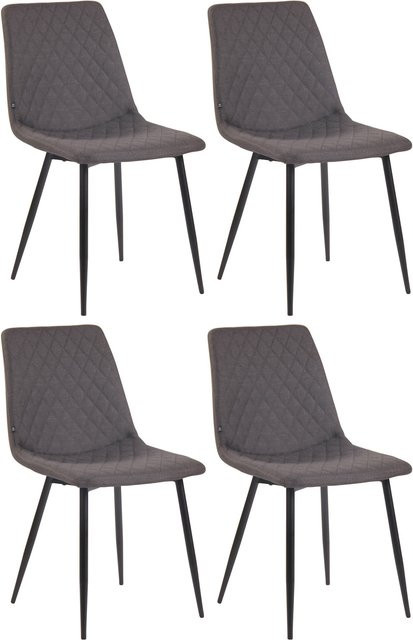 CLP 4er Set Esszimmerstühle Telde in Grau aus Stoff mit gesteppter Sitzfläche und Metallgestell - Bild 1
