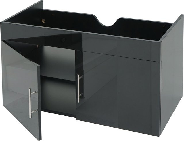 Waschbeckenunterschrank MCW-D16 MVG Badmöbel in Schwarz Hochglanz, Breite: 90 cm - Bild 1