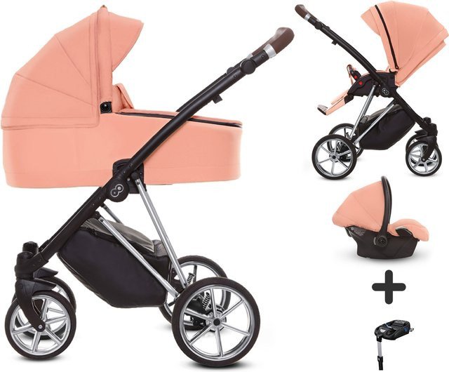 TPFLiving 4in1 Kinderwagen Ultra Stoff in Apricot mit Chromgestell - Bild 1