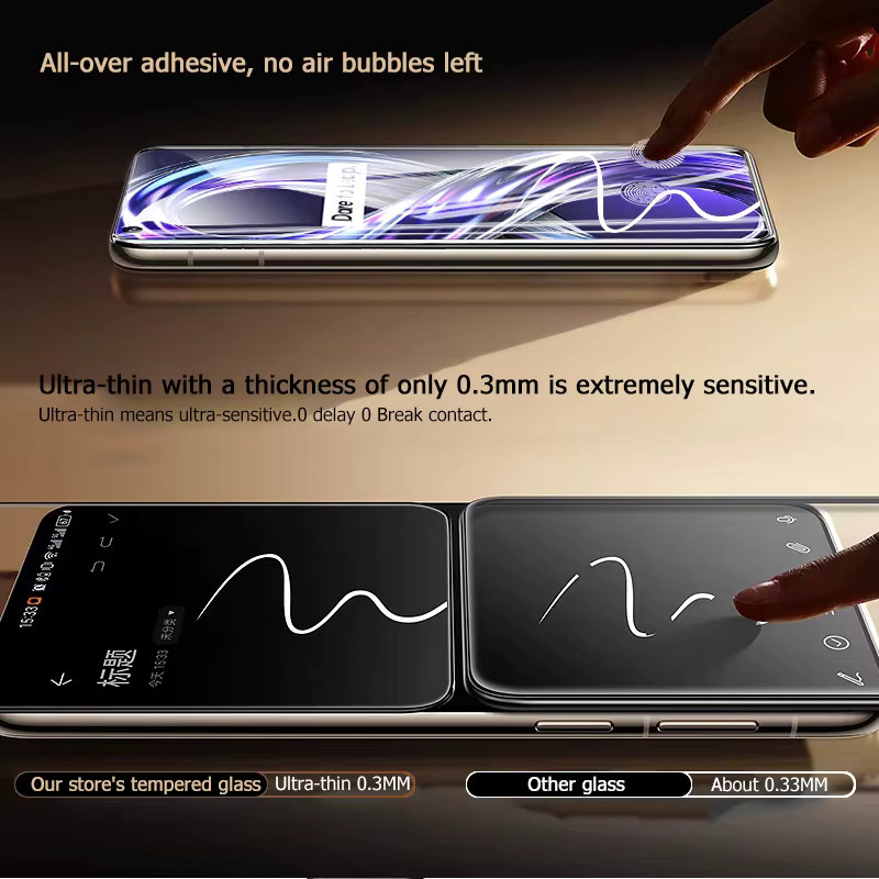 3er-Pack Gehärtetes Glas für Realme 8i, 6,6 Zoll, Transparent, Anti-Explosion Schutzfolie mit Fingerabdruck-Entsperrung - Bild 3