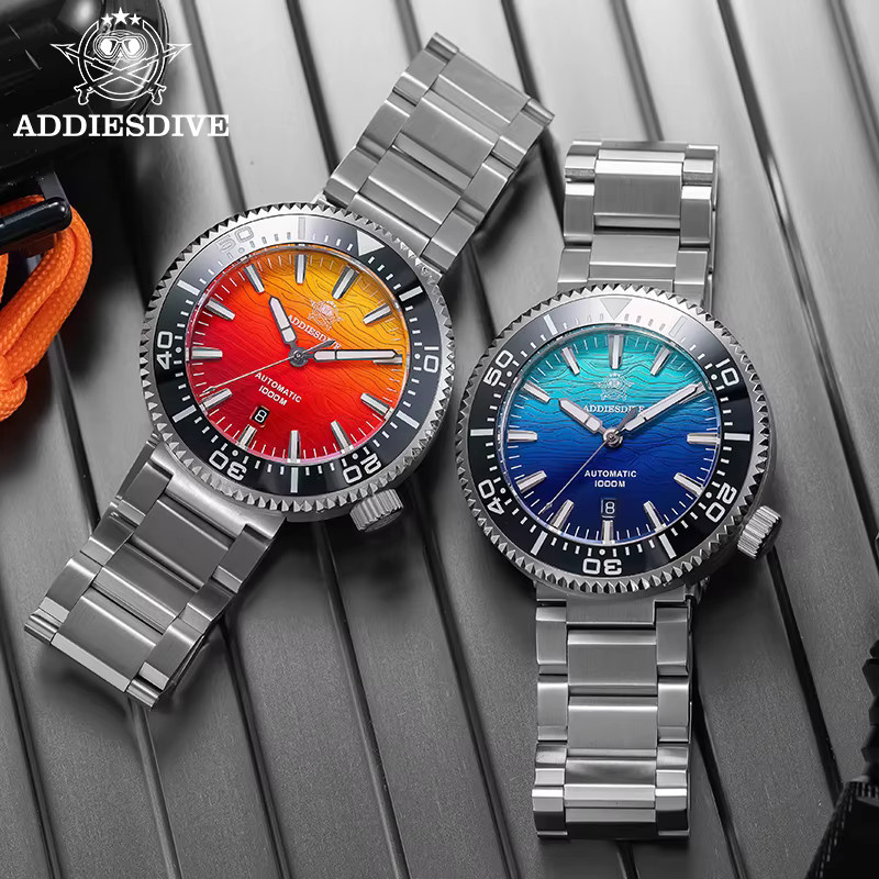 ADDIESDIVE Armbanduhr Automatik, Edelstahl, Saphirglas, Blau, Herren - Bild 3