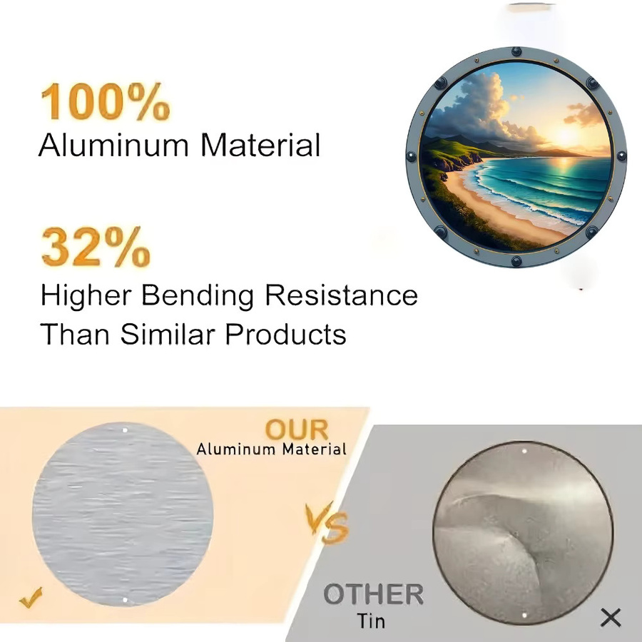 Rundes Aluminium-Wandschild von HELLOYOUNG mit Meeres-Sonnenuntergang-Motiv, Metall-Wandkunst für Wohnzimmer und Schlafzimmer, Durchmesser: 20,32 cm - Bild 4